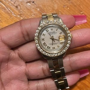 LADIES ORIGINAL ROLEX 14K GOLD AND STEEL 7834-13mm FOLDED OYSTER BRACELET
